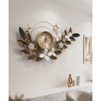 113 x 60cm Wall Clock Gold And White Color
